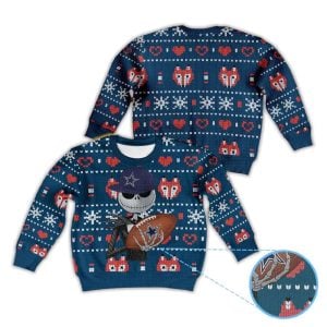 Heart Pattern Cowboys Jack Skellington Football Ugly Christmas Sweater 1 Heart Pattern Cowboys Jack Skellington Football Ugly Christmas Sweater1