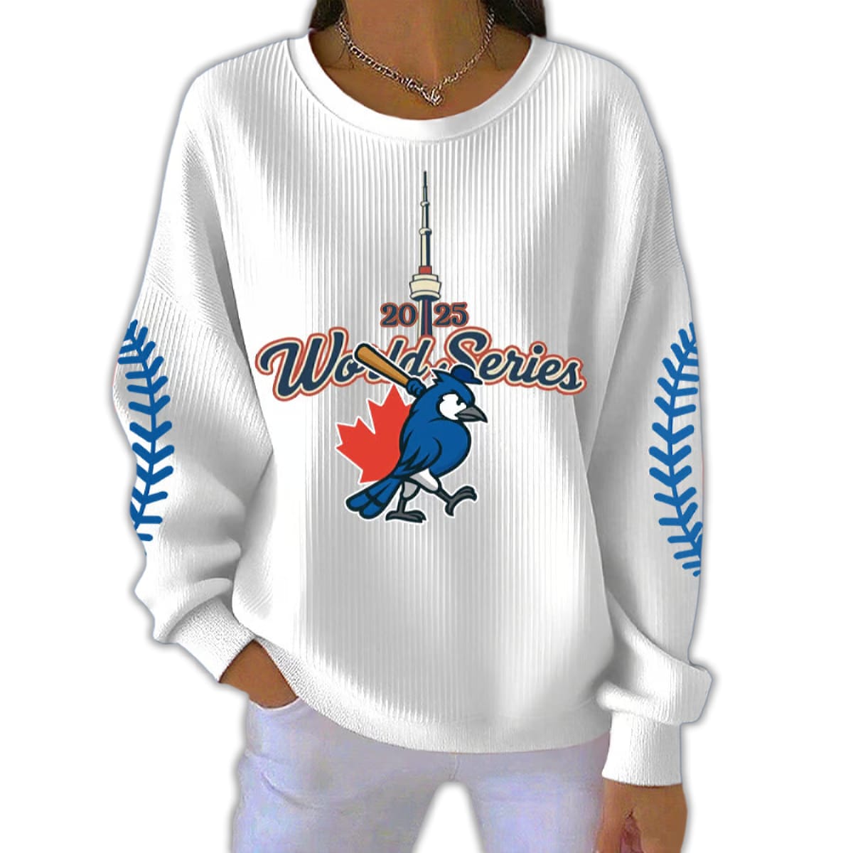 Blue Jays 2025 World Series Pit Striped Sweatshirt Blue Jays 2025 World Series Pit Striped Sweatshirt