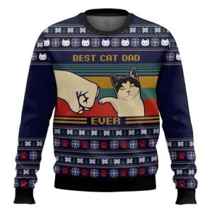 Best Cat Dad Ever Ugly Christmas Sweater