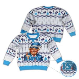Donald Trump Lions Santa Hat Ugly Christmas Sweater1