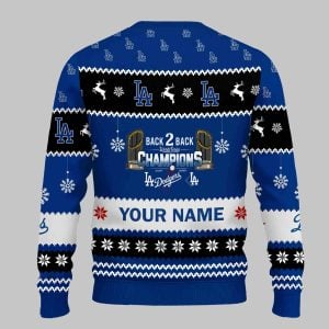 Dodgers Back To Back World Series 2025 Champions Ugly Sweater 2 Dodgers Back To Back World Series 2025 Champions Ugly Sweater2