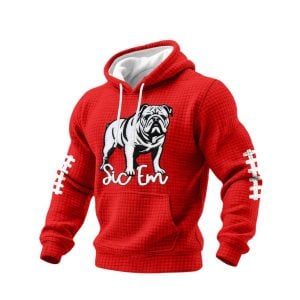 Georgia Football Sic Em Print Checkered Fabric Hooded Sweatshirt3