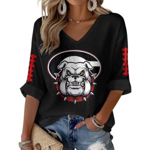 Bulldogs Football Waffle Long Sleeve T Shirt1