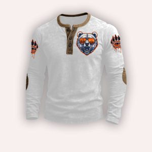 Bears Football Skyline Print Henley Top1
