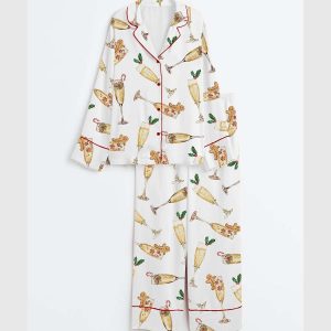 Christmas Bubbly And Bright Gingerbread Cocktail Champagne Lover Pajama Set2