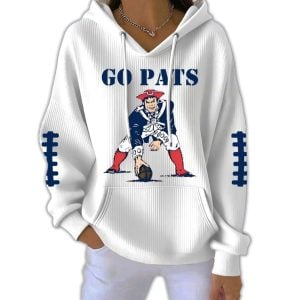 NE Patriots Go Pats Football Pit Striped Hoodie