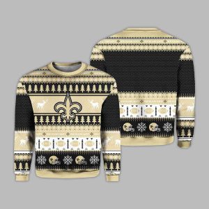Personalized Saints Football 2025 Ugly Christmas Sweater 2