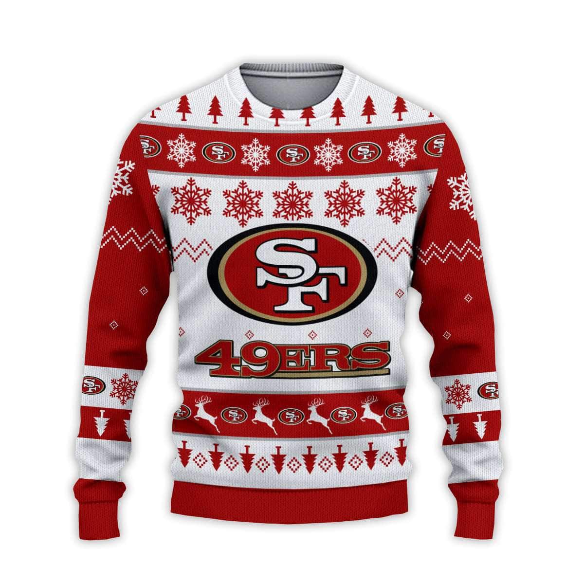 2025 49ers Football Reindeer Christmas Ugly Sweater 2025 49ers Football Reindeer Christmas Ugly Sweater