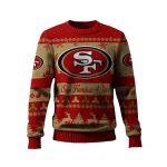 2025 49ers Reindeer Christmas Tree Pattern Ugly Sweater