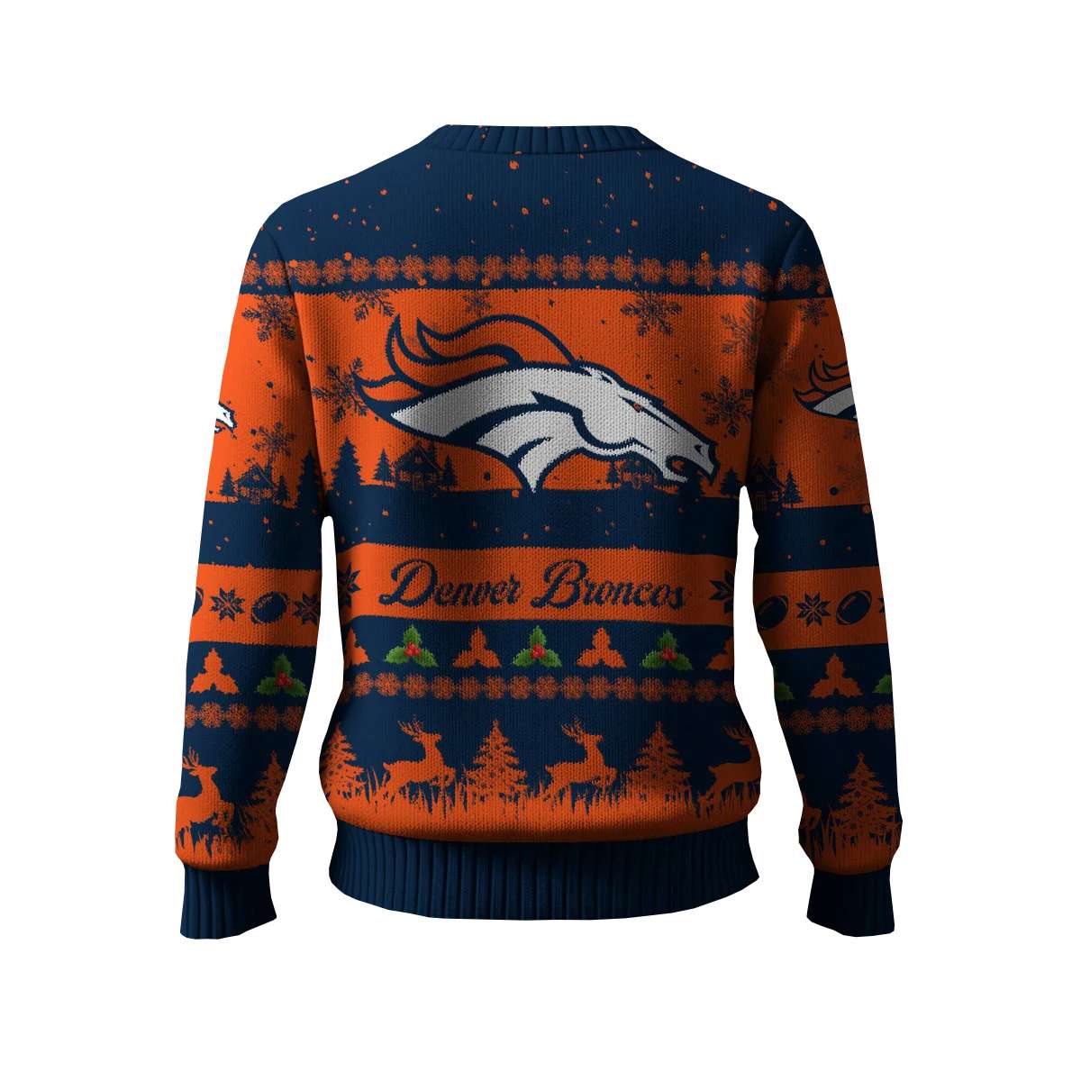 2025 Broncos Reindeer Christmas Tree Pattern Ugly Sweater 2025 Broncos Reindeer Christmas Tree Pattern Ugly Sweater