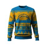 2025 Chargers Reindeer Christmas Tree Pattern Ugly Sweater