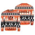 2025 Christmas Bengals Reindeer Football Ugly Sweater