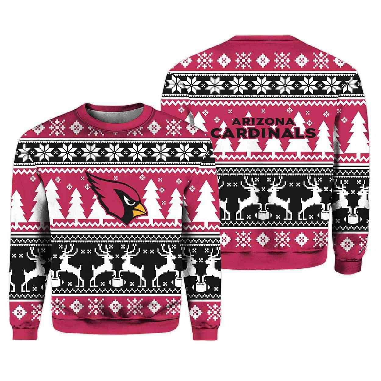 2025 Christmas Cardinals Reindeer Football Ugly Sweater 1 2025 Christmas Cardinals Reindeer Football Ugly Sweater
