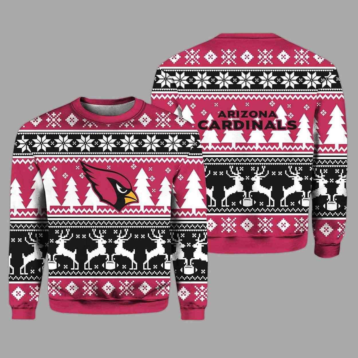 2025 Christmas Cardinals Reindeer Football Ugly Sweater 2025 Christmas Cardinals Reindeer Football Ugly Sweater