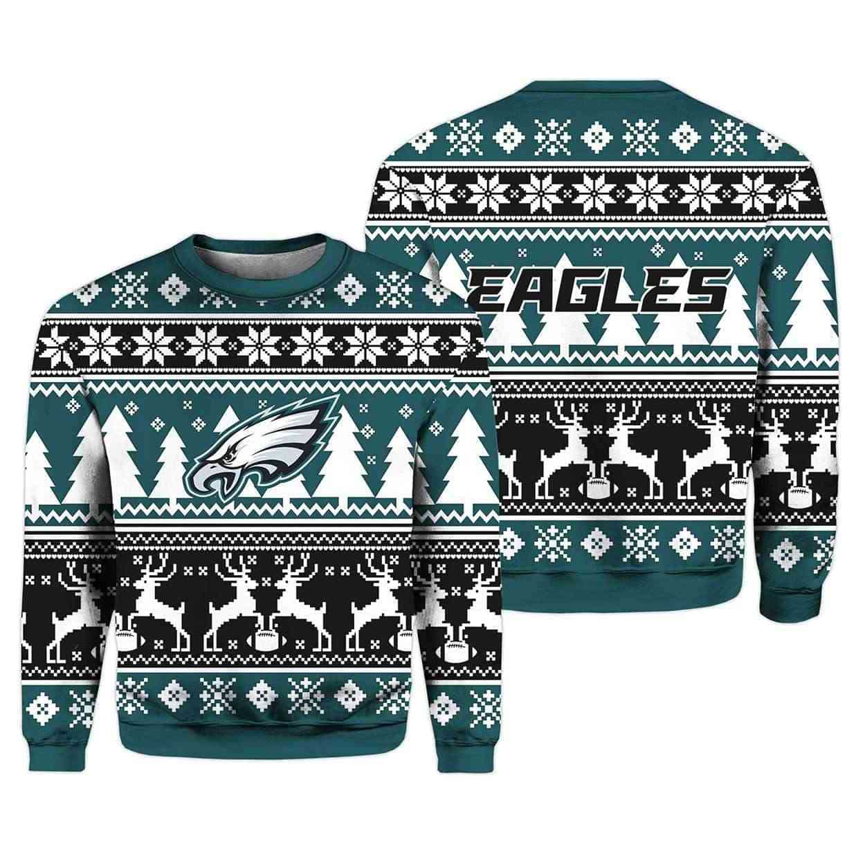 2025 Christmas Eagles Reindeer Football Ugly Sweater 1 2025 Christmas Eagles Reindeer Football Ugly Sweater