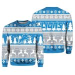 2025 Christmas Lions Reindeer Football Ugly Sweater