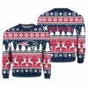 2025 Christmas Patriots Reindeer Football Ugly Sweater