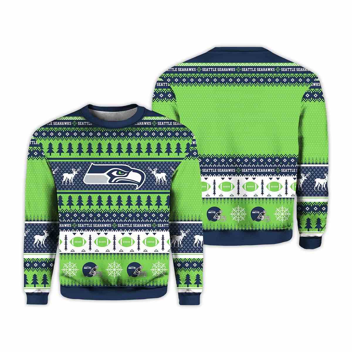2025 Christmas Seahawks Personalized Ugly Sweater 1 2025 Christmas Seahawks Personalized Ugly Sweater