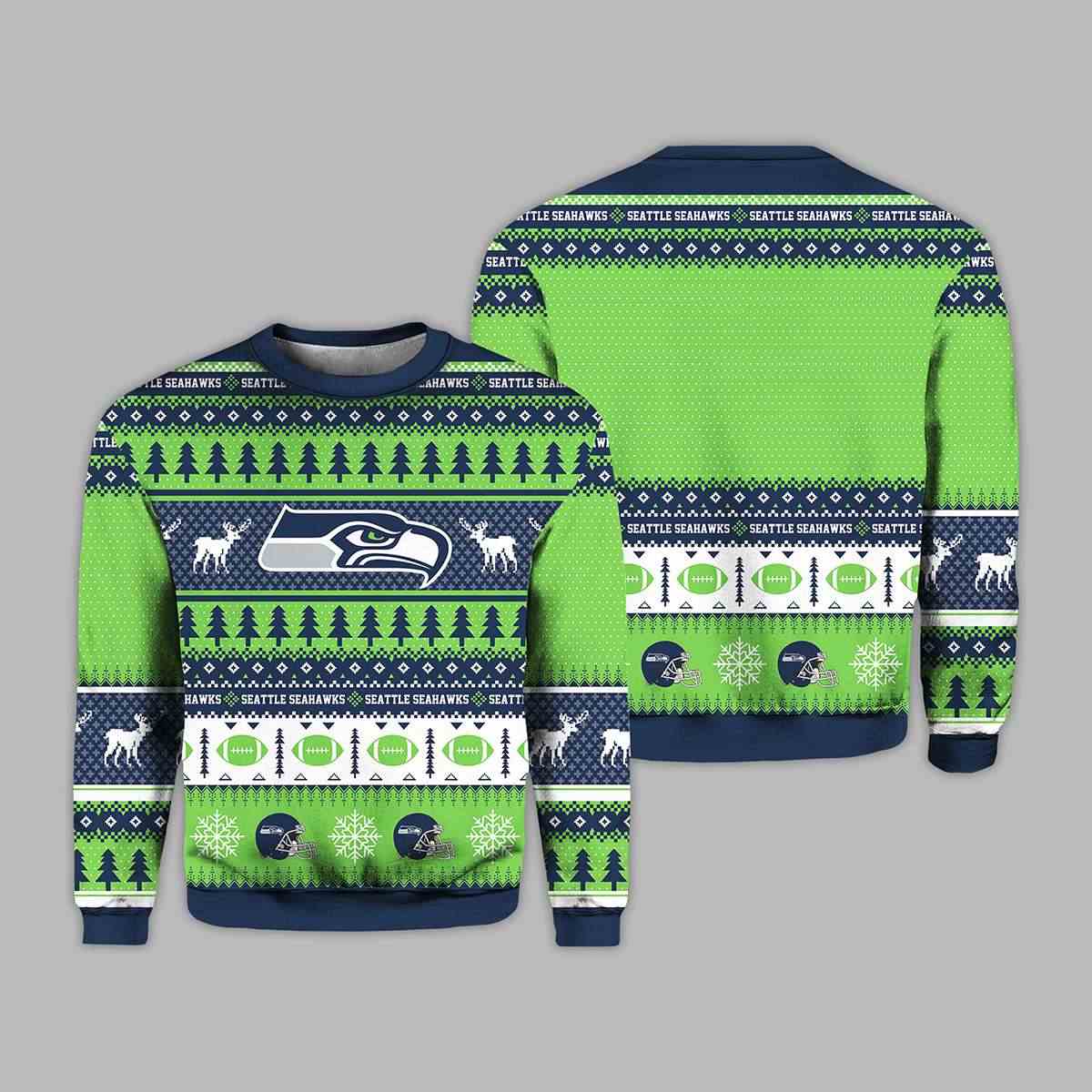 2025 Christmas Seahawks Personalized Ugly Sweater 2025 Christmas Seahawks Personalized Ugly Sweater