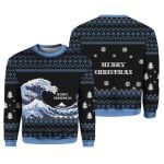 2025 Christmas The Great Wave Ugly Sweater