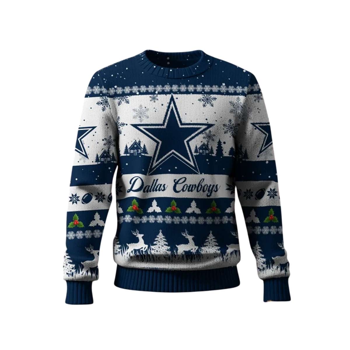 2025 Cowboys Reindeer Christmas Tree Pattern Ugly Sweater 2025 Cowboys Reindeer Christmas Tree Pattern Ugly Sweater