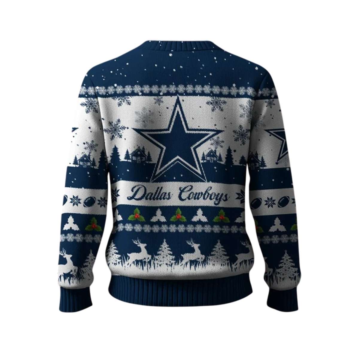 2025 Cowboys Reindeer Christmas Tree Pattern Ugly Sweater 2025 Cowboys Reindeer Christmas Tree Pattern Ugly Sweater