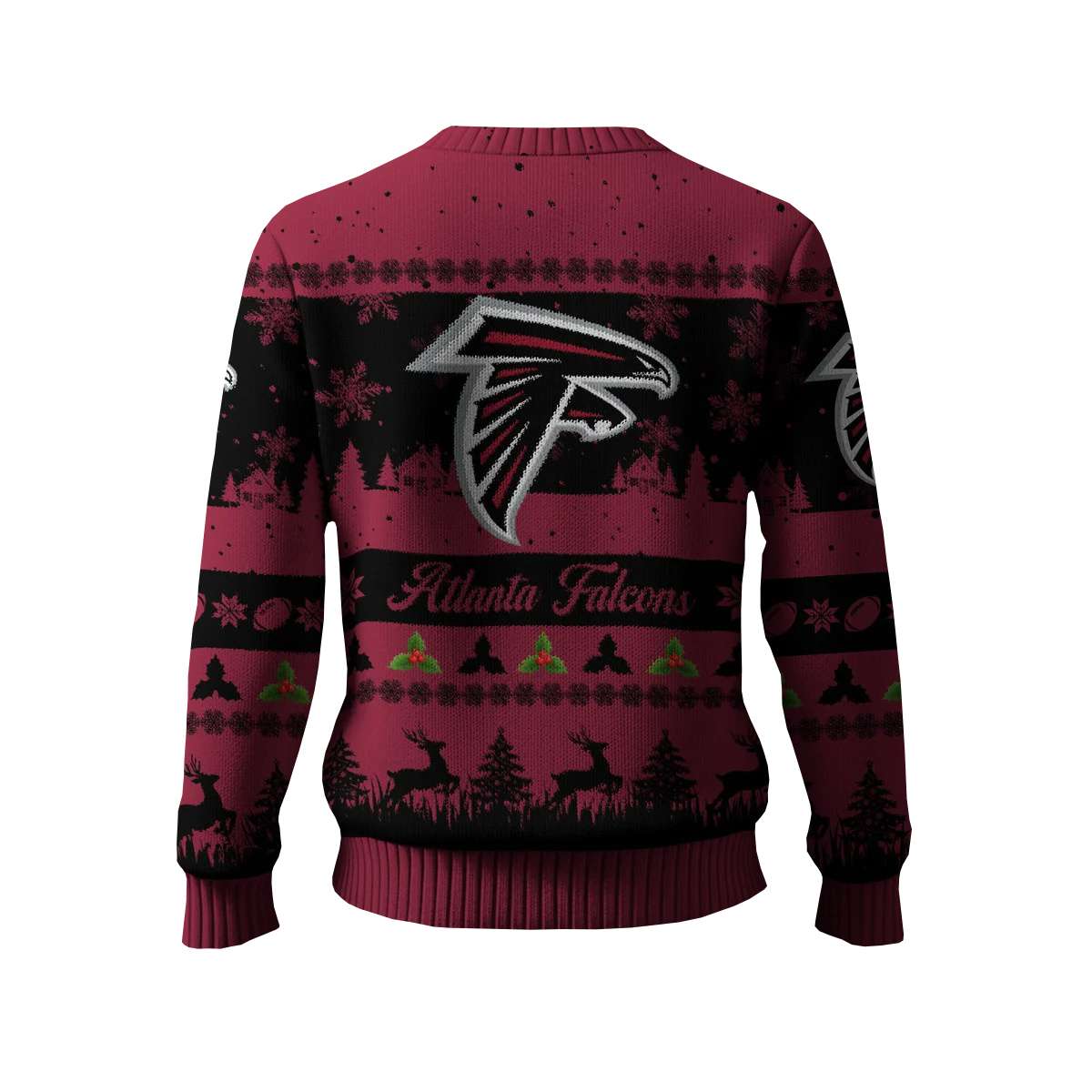 2025 Falcons Reindeer Christmas Tree Pattern Ugly Sweater 2025 Falcons Reindeer Christmas Tree Pattern Ugly Sweater