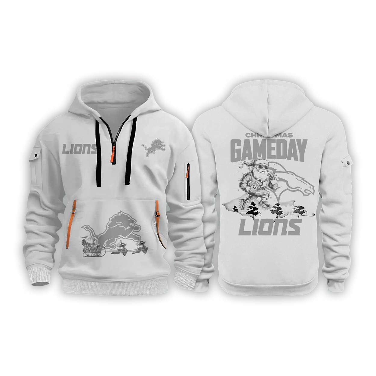 2025 Lions Christmas Game Day Quarter Zip Hoodie 2025 Lions Christmas Game Day Quarter Zip Hoodie