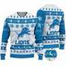2025 Lions Football Reindeer Christmas Ugly Sweater