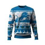 2025 Lions Reindeer Christmas Tree Pattern Ugly Sweater
