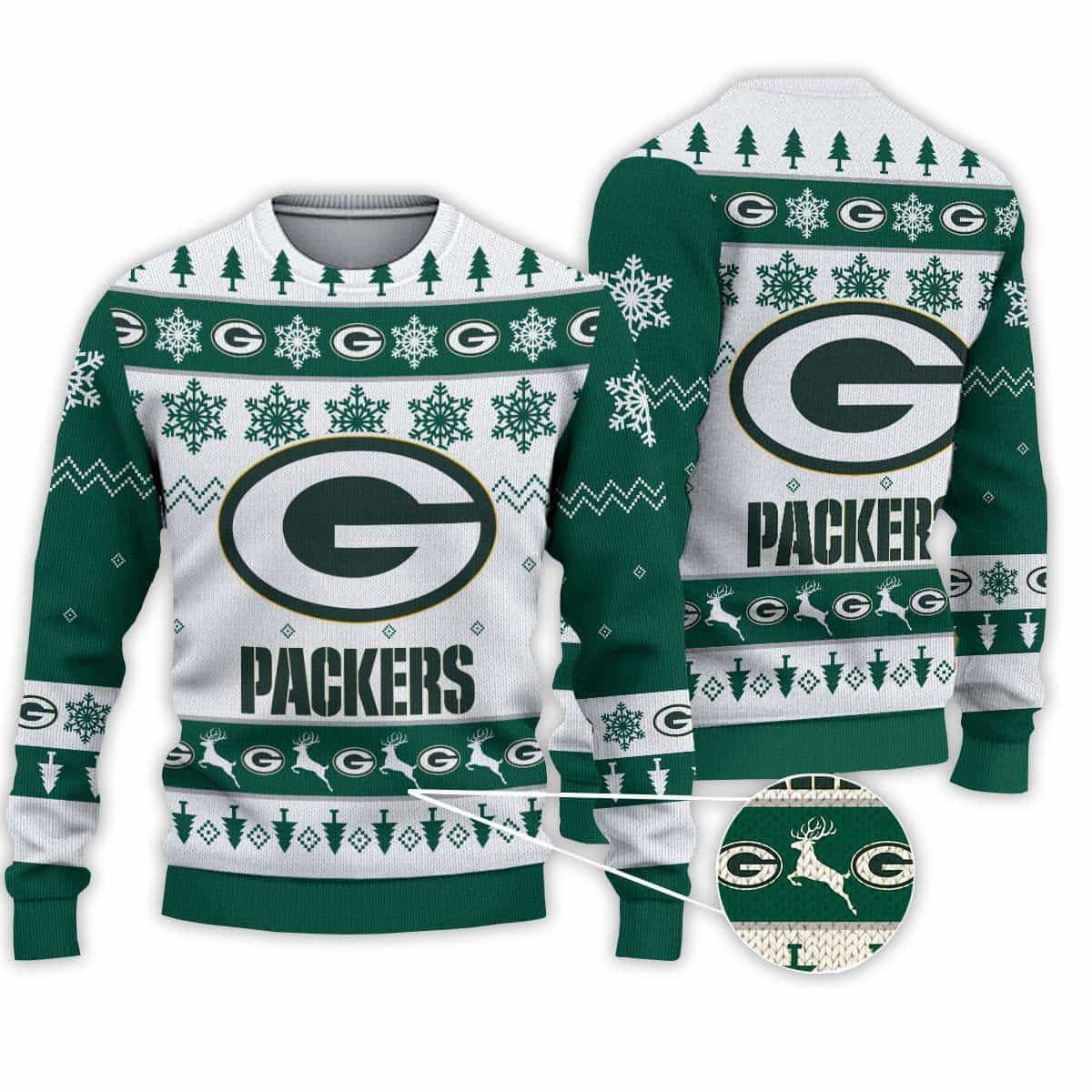 2025 Packers Football Reindeer Christmas Ugly Sweater 2025 Packers Football Reindeer Christmas Ugly Sweater