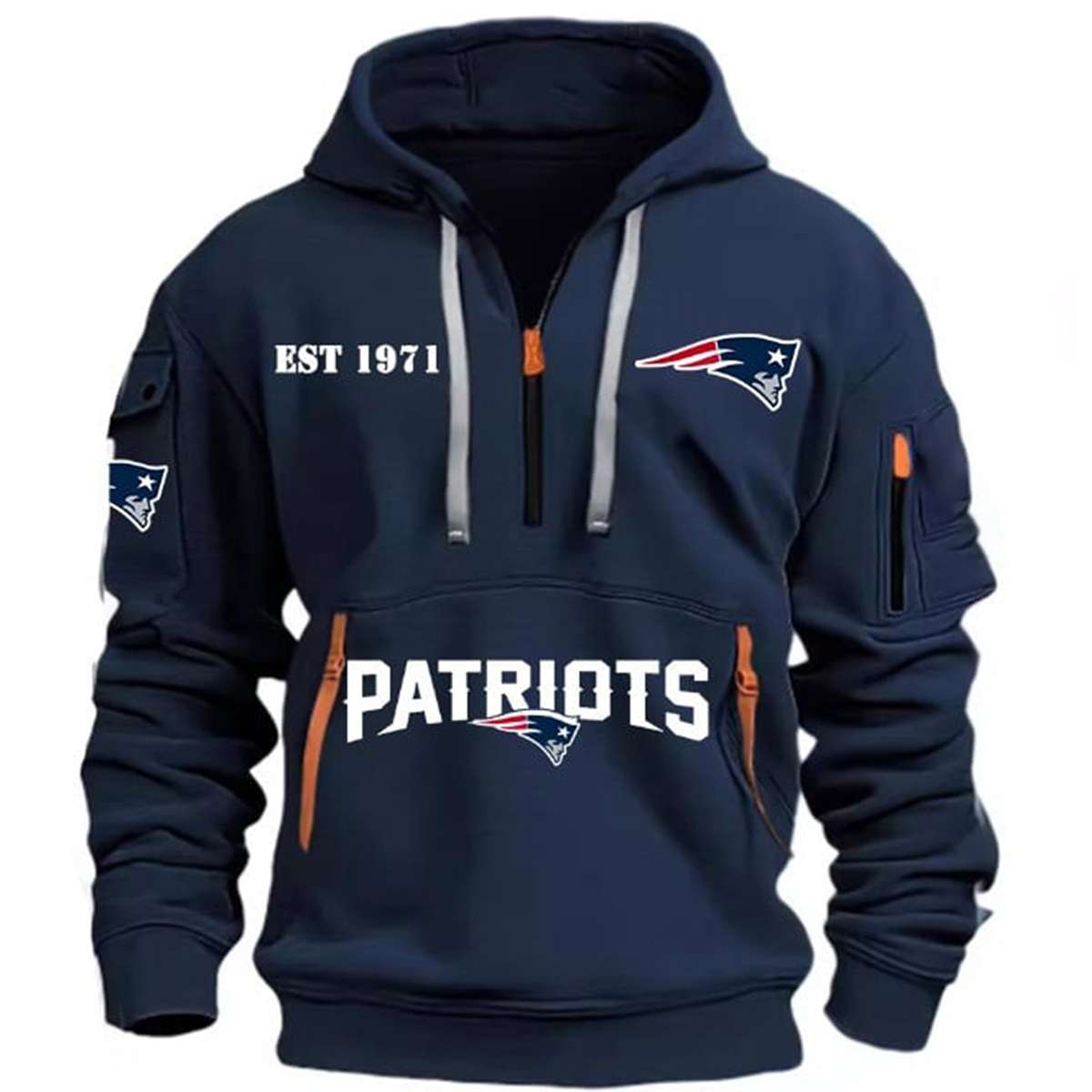 2025 Patriots EST 1971 Hoodie Half Zipper 2025 Patriots EST 1971 Hoodie Half Zipper