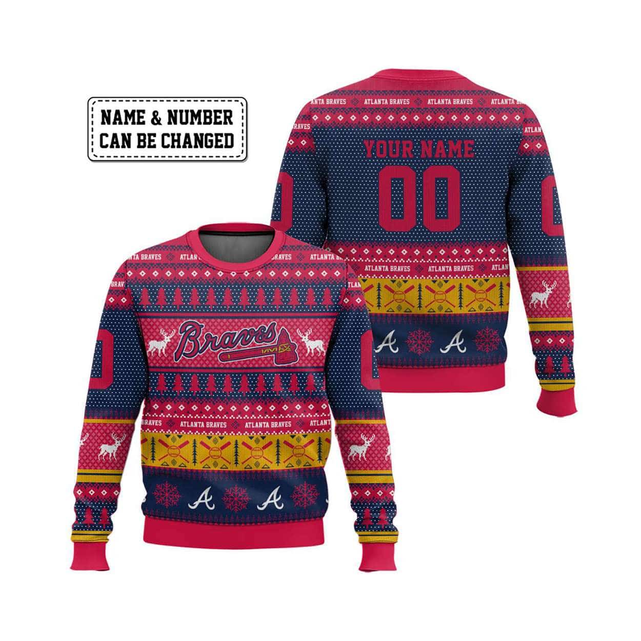 2025 Personalized Braves Ugly Christmas Sweater 2025 Personalized Braves Ugly Christmas Sweater