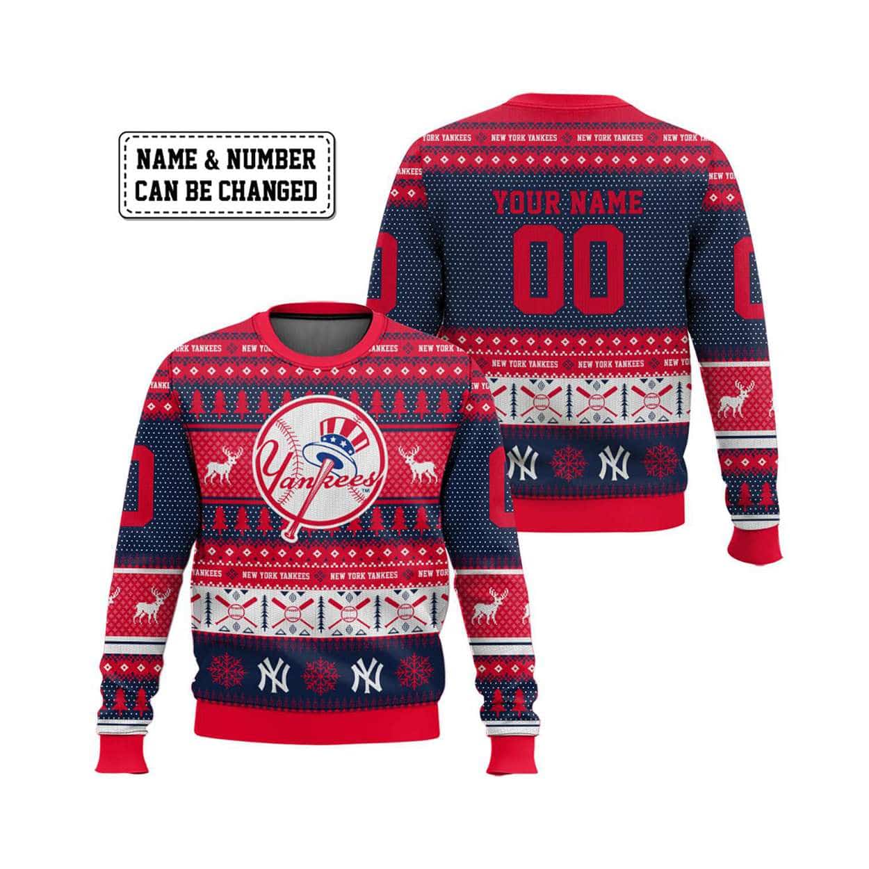 2025 Personalized Yankees Ugly Christmas Sweater 2025 Personalized Yankees Ugly Christmas Sweater