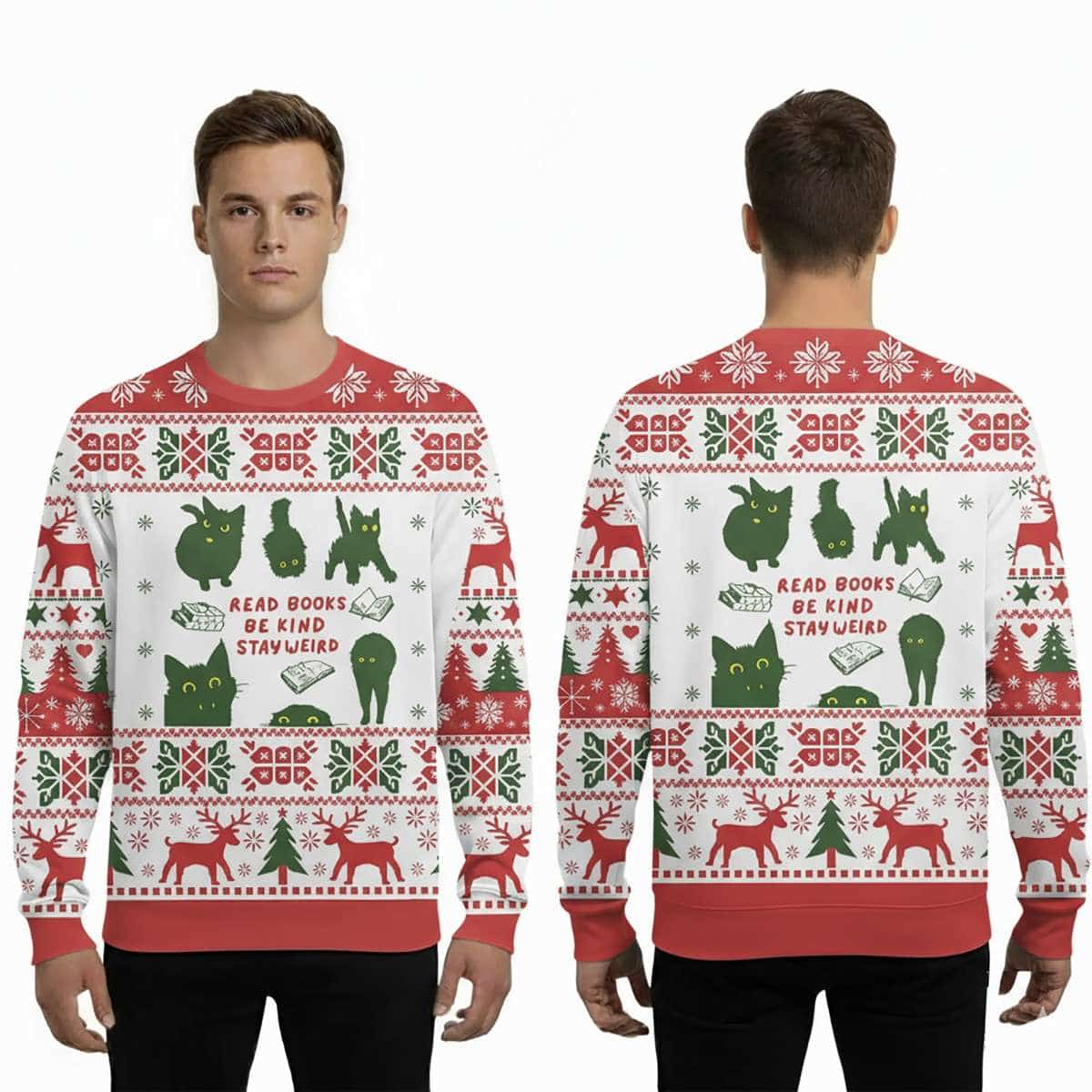 2025 Read Books Be Kind Stay Weird Ugly Christmas Sweater 2025 Read Books Be Kind Stay Weird Ugly Christmas Sweater