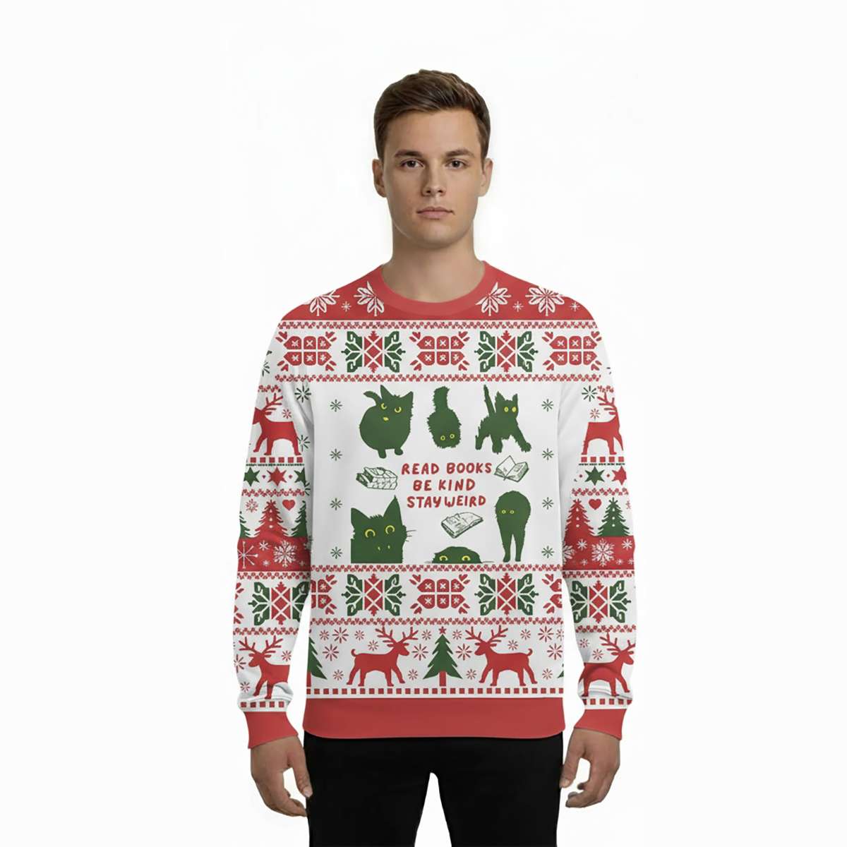 2025 Read Books Be Kind Stay Weird Ugly Christmas Sweater 2025 Read Books Be Kind Stay Weird Ugly Christmas Sweater