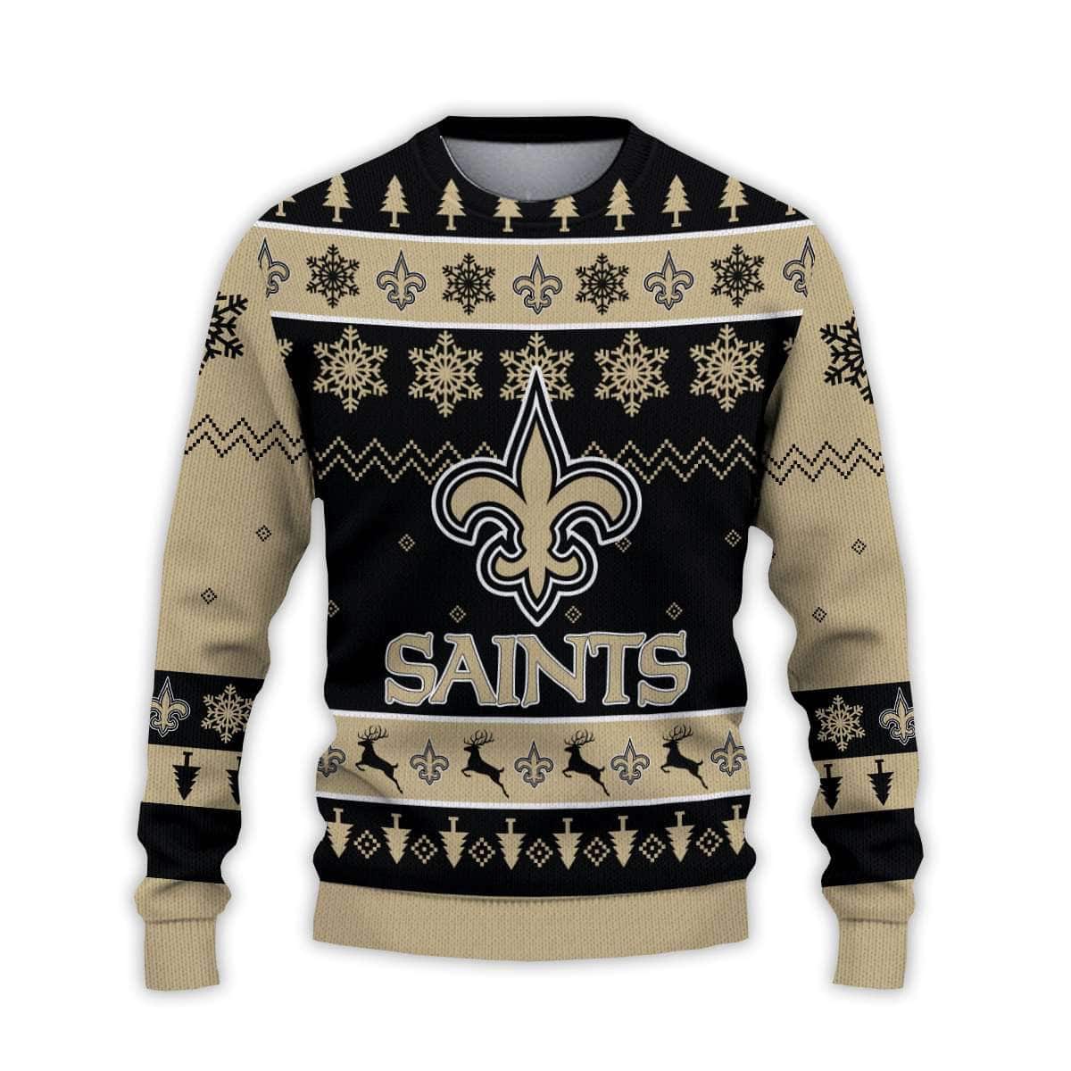 2025 Saints Football Reindeer Christmas Ugly Sweater 2025 Saints Football Reindeer Christmas Ugly Sweater
