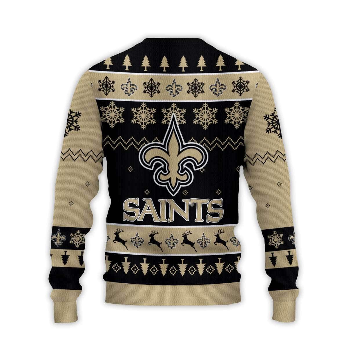 2025 Saints Football Reindeer Christmas Ugly Sweater 2025 Saints Football Reindeer Christmas Ugly Sweater