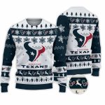 2025 Texans Football Reindeer Christmas Ugly Sweater