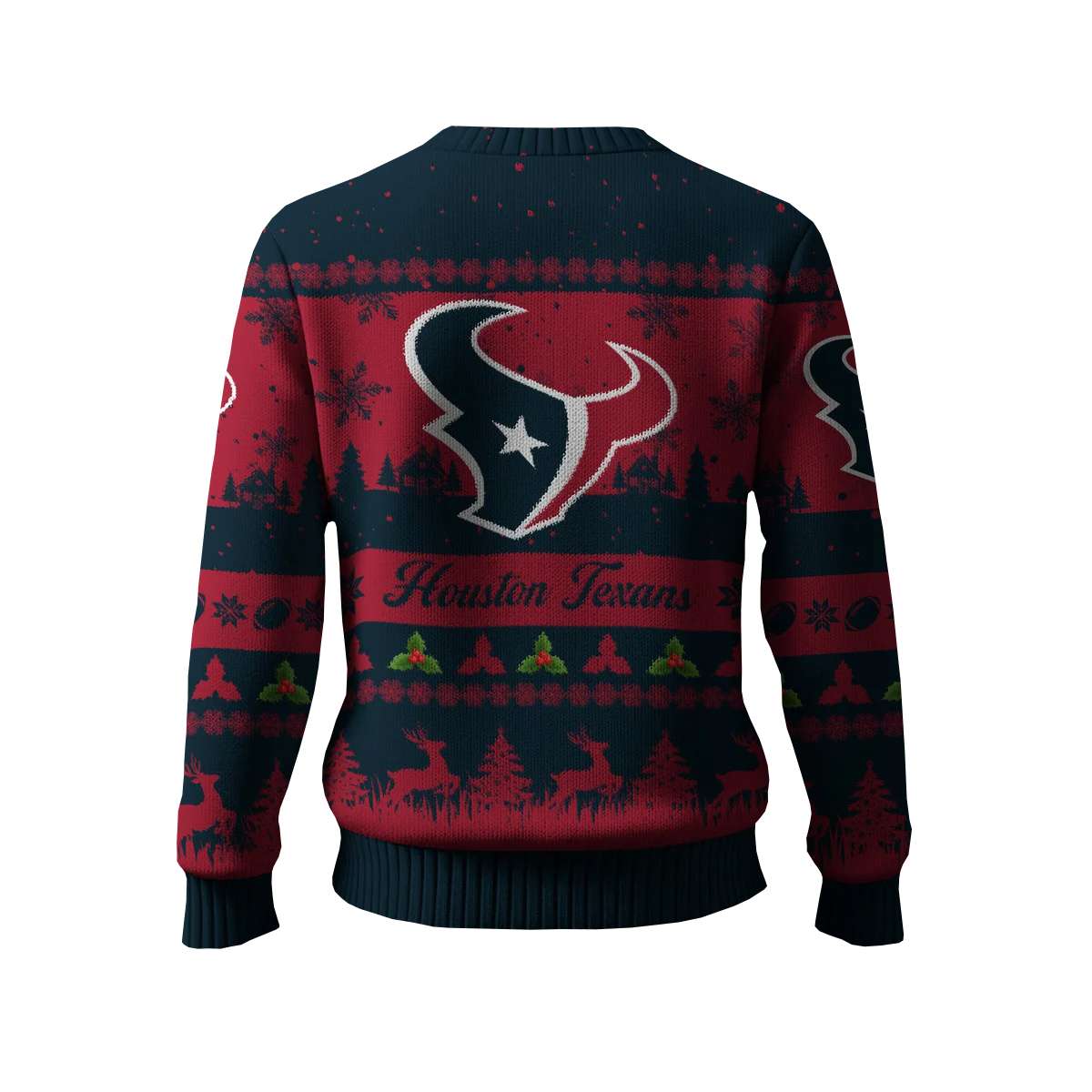 2025 Texans Reindeer Christmas Tree Pattern Ugly Sweater 2025 Texans Reindeer Christmas Tree Pattern Ugly Sweater