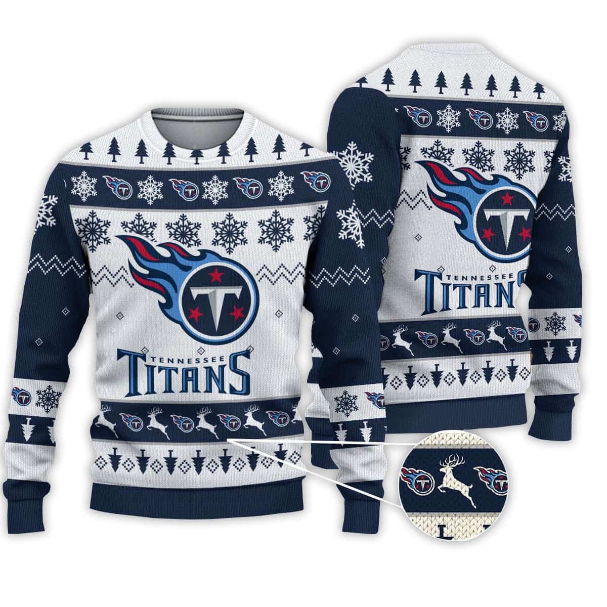2025 Titans Football Reindeer Christmas Ugly Sweater 2025 Titans Football Reindeer Christmas Ugly Sweater