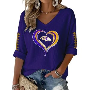 Ravens Heart Football Waffle Long Sleeve Shirt1