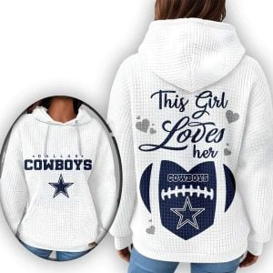 This Girl Loves Her Cowboys Waffle Hoodie