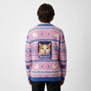 Pink Benadryl Meme Cat Ugly Cardigan Sweatshirt1
