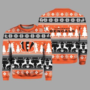 2025 Christmas Bengals Reindeer Football Ugly Sweater 2