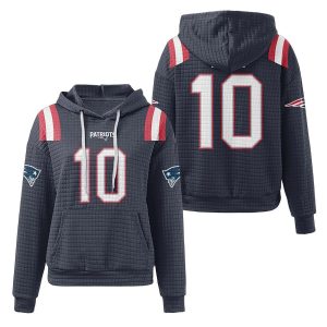 Patriots Drake Maye 10 Waffle Hoodie