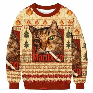 Funny Smoking Cat Meme Christmas Ugly Sweater