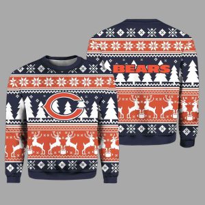 2025 Christmas Bears Reindeer Football Ugly Sweater 1 2025 Christmas Bears Reindeer Football Ugly Sweater 2