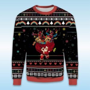 Santa SpiderMan Deadpool Marvel Ugly Christmas Sweater1