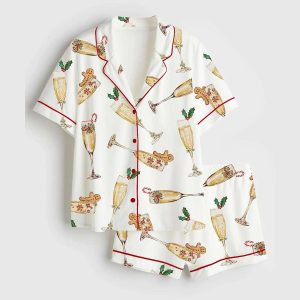 Christmas Bubbly And Bright Gingerbread Cocktail Champagne Lover Pajama Set